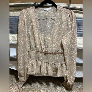 Love Tree Tan Floral Blouse